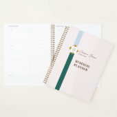 Trendy Green Stripes Gold Logo Planner (Display)