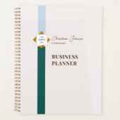 Trendy Green Stripes Gold Logo Planner (Voorkant)
