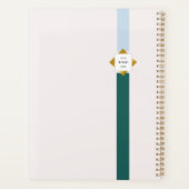 Trendy Green Stripes Gold Logo Planner (Achterkant)