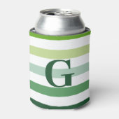 Trendy Green Stripes met Monogram Blikjeskoeler (Blikje Voorkant)