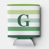 Trendy Green Stripes met Monogram Blikjeskoeler (Achterkant)