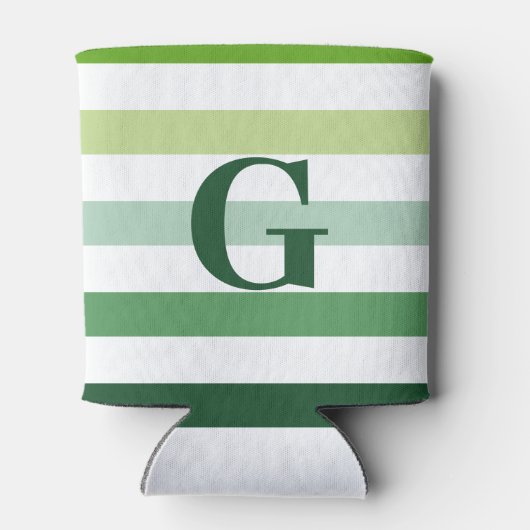 Trendy Green Stripes met Monogram Blikjeskoeler (Achterkant)