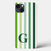 Trendy Green Stripes met Monogram Case-Mate iPhone Case (Achterkant)