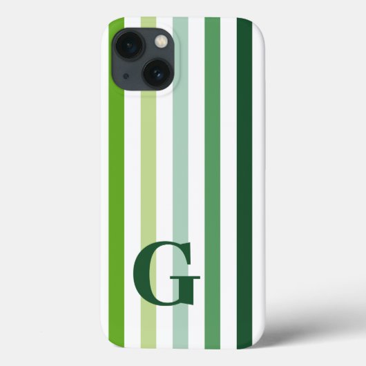 Trendy Green Stripes met Monogram Case-Mate iPhone Case (Achterkant)