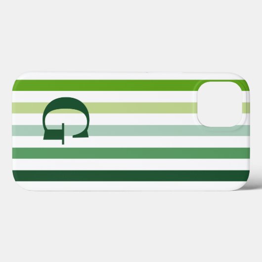 Trendy Green Stripes met Monogram Case-Mate iPhone Case (Achterkant (horizontaal))