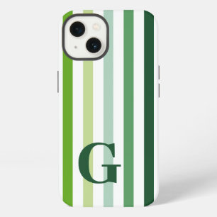 Trendy Green Stripes met Monogram iPhone 13 Hoesje