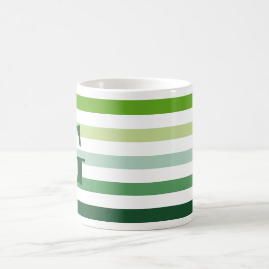 Trendy Green Stripes met Monogram Koffiemok (Center)