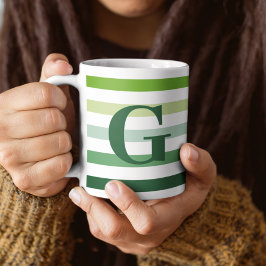 Trendy Green Stripes met Monogram Koffiemok