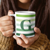 Trendy Green Stripes met Monogram Koffiemok