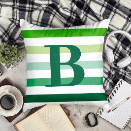 Trendy Green Stripes met Monogram Kussen