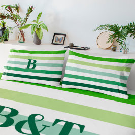 Trendy Green Stripes met Monogram Kussensloop