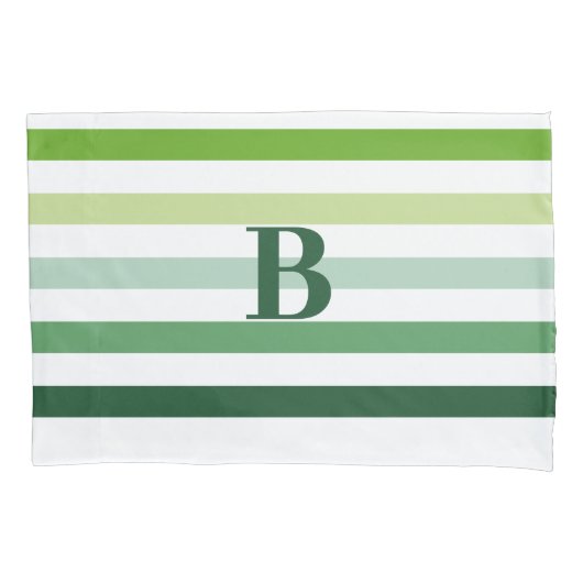 Trendy Green Stripes met Monogram Kussensloop (Voorkant)