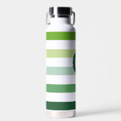 Trendy Green Stripes met Monogram Waterfles (Voorkant)