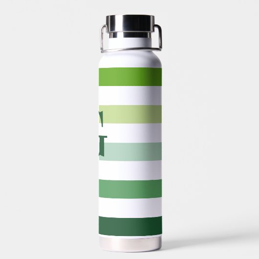 Trendy Green Stripes met Monogram Waterfles (Achterkant)