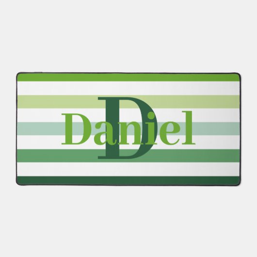 Trendy Green Stripes Monogram Bureaumat (Voorkant)
