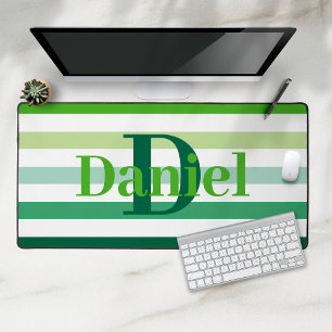 Trendy Green Stripes Monogram Bureaumat