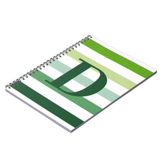 Trendy Green Stripes Monogram Notitieboek (Linkerzijde)