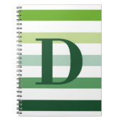 Trendy Green Stripes Monogram Notitieboek (Voorkant)