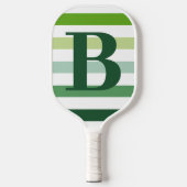 Trendy Green Stripes Monogram Pickleball Paddle (Voorkant)