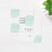 Trendy Green Waterverf Square Boutique Price Label Vierkante Visitekaartjes (Bureau)