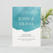 Trendy Green Waterverf Wedding Kaart (Staand voorkant)