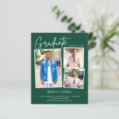 Trendy Green White 3 Foto Afstuderen Celebration (Staand voorkant)