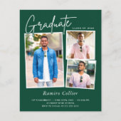 Trendy Green White 3 Foto Afstuderen Celebration (Voorkant)