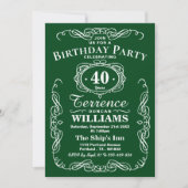 Trendy Green & White Typography Birthday Party Kaart (Voorkant)