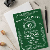 Trendy Green & White Typography Birthday Party Kaart