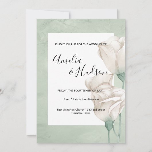 trendy greenery bruiloft uitnodiging (Voorkant)