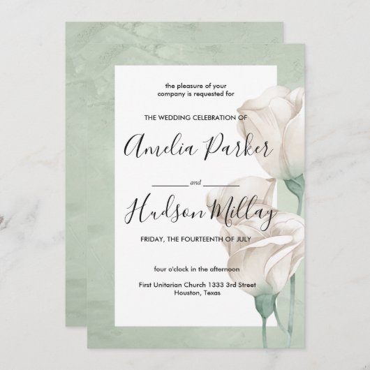 trendy greenery bruiloft uitnodiging (Voorkant / Achterkant)