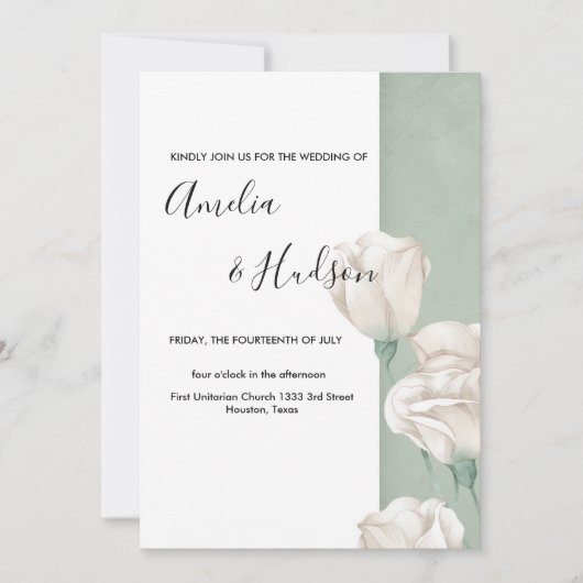 trendy greenery bruiloft uitnodiging (Voorkant)