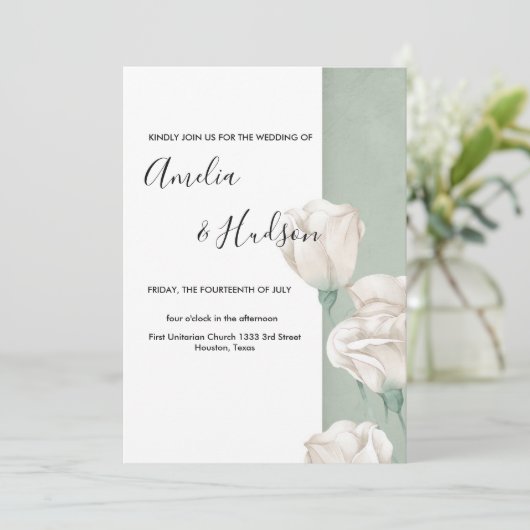 trendy greenery bruiloft uitnodiging (Staand voorkant)