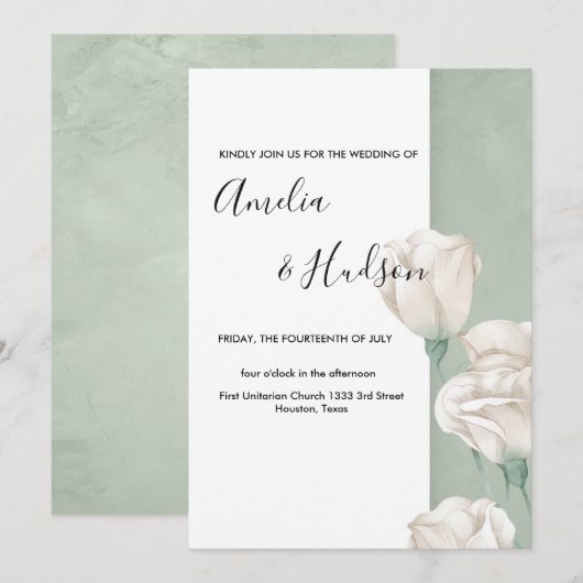 trendy greenery bruiloft uitnodiging (Voorkant / Achterkant)