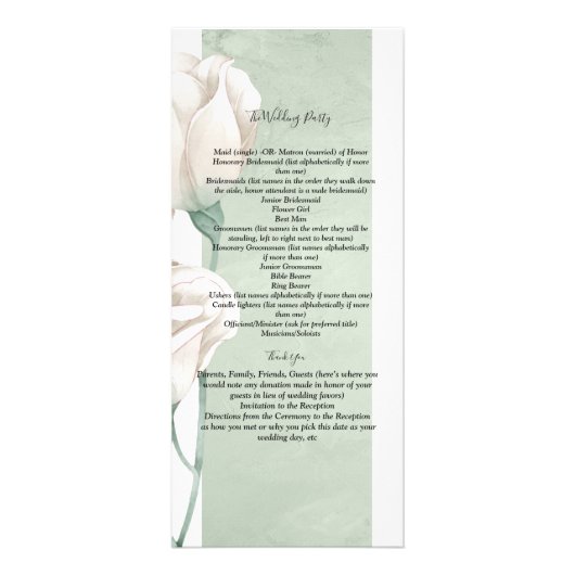 trendy greenery ceremony Programme Reclamekaart (Achterkant)