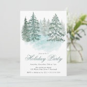 Trendy Greenery Elegant Winter Holiday Party Kaart (Staand voorkant)