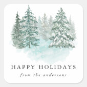 Trendy Greenery Elegant Winter Holiday Party Vierkante Sticker (Voorkant)