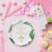 Trendy Greenery en Gold Cross bevestiging Papieren Bordje (Feest)