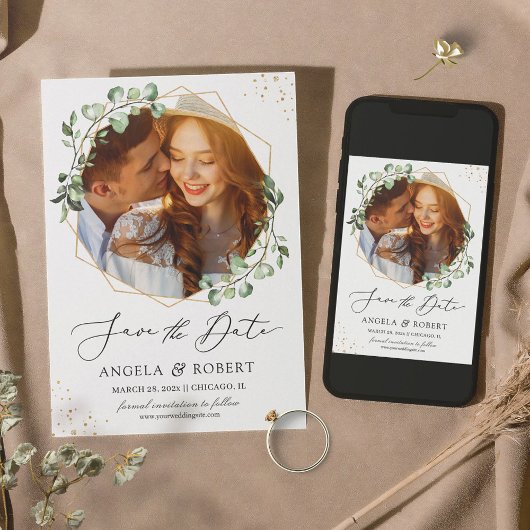 Trendy Greenery Eucalyptus Geometric Lijst Save The Date