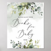 Trendy greenery foliage boho books for baby sign poster (Voorkant)