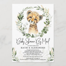 Trendy Greenery Gold Baby Leopard Shower by Mail Kaart