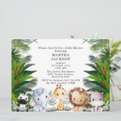 Trendy Greenery Jungle Safari Animals Baby Shower  Kaart (Staand voorkant)
