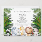 Trendy Greenery Jungle Safari Animals Baby Shower  Kaart (Voorkant)
