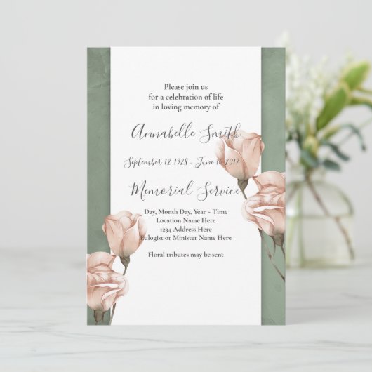 trendy greenery Loving Memory Invitation Kaart (Staand voorkant)