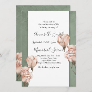 trendy greenery Loving Memory Invitation Kaart