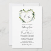 Trendy Greenery met Geometric Heart Wedding Kaart (Voorkant)