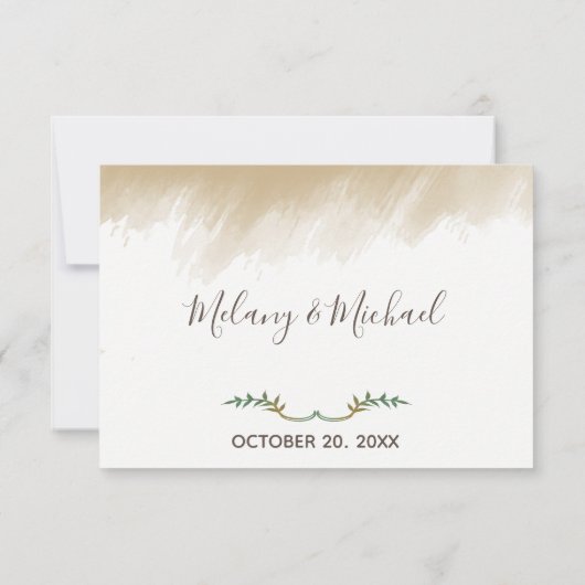 Trendy Greenery natuurlijke waterverf bruiloft RSP RSVP Kaartje (Achterkant)