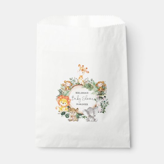 Trendy Greenery Oerwoud Safari Animals Baby shower Bedankzakje (Voorkant)