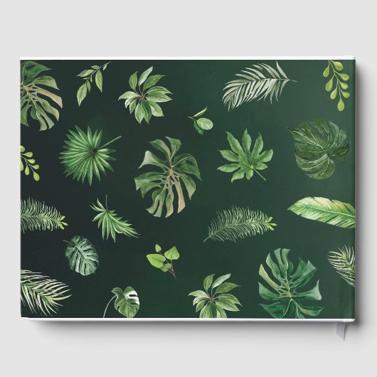 Trendy Greenery Oerwoud Safari Animals Baby shower Gastenboek (Achterkant)