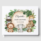 Trendy Greenery Oerwoud Safari Animals Baby shower Gastenboek (Voorkant)